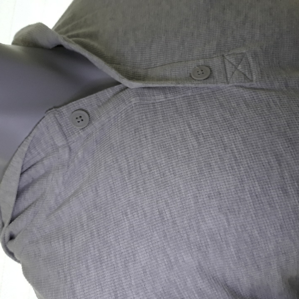 Express Light Grey Lightweight Button Hoodie. Lar… - image 5